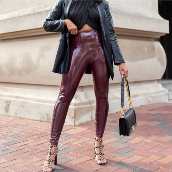 SPANX Faux Patent Leather High Rise Leggings Size Medium - Picture 5 of 9